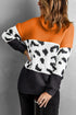 Turtleneck Splicing Chunky Knit Pullover Sweater